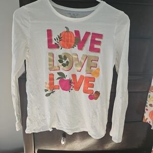 PLACE Kids White Long Sleeve Shirt with Colorful Love Print